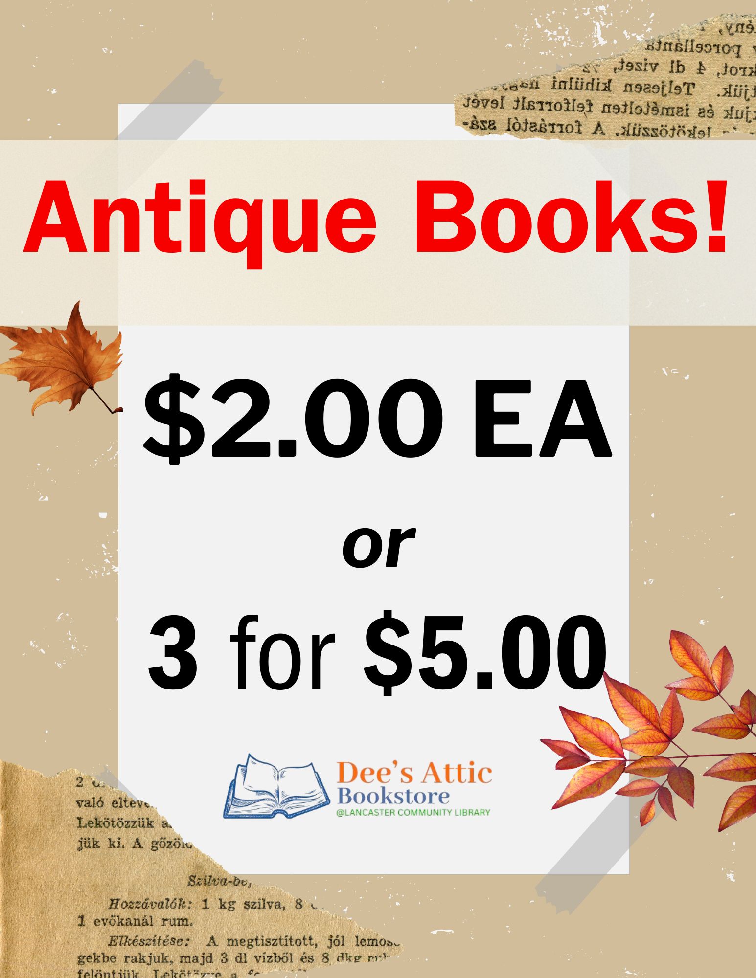 Antique Books Sale Sign
