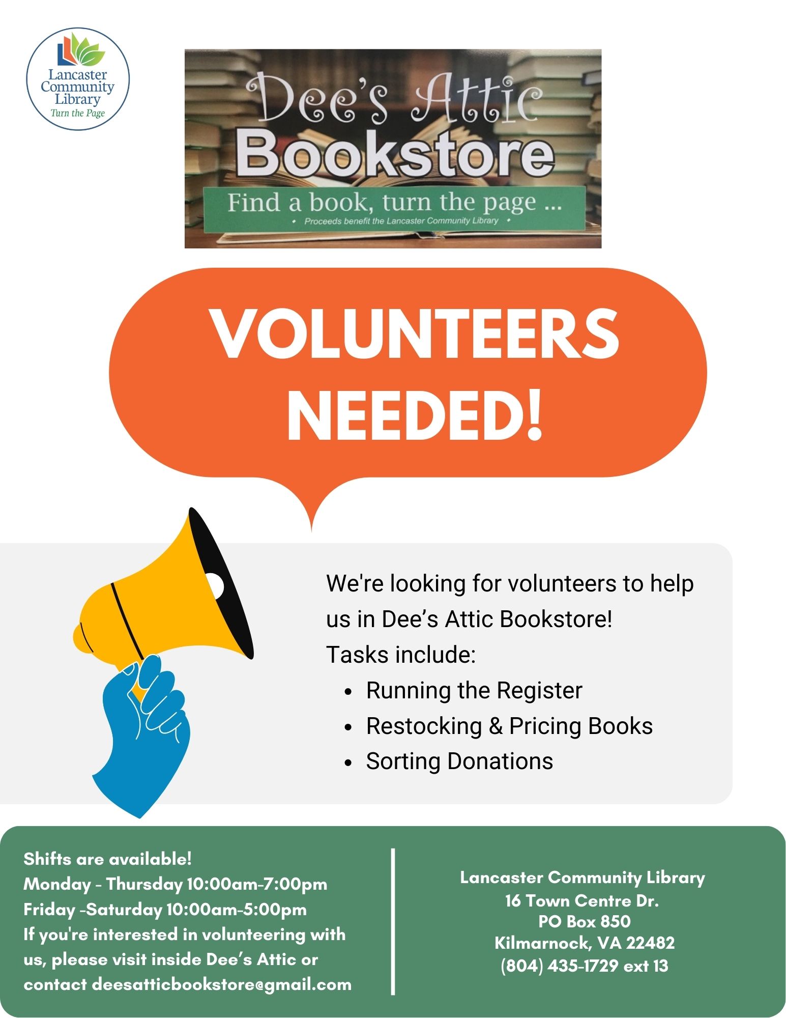 DeesAtticVolunteerFlyer