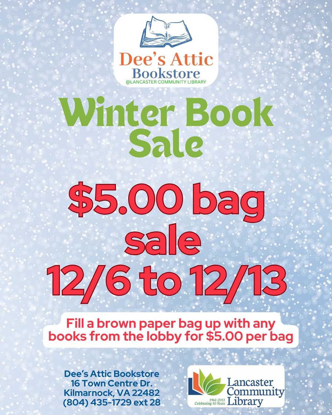 DeesAtticWinterBookSale2025bagsale